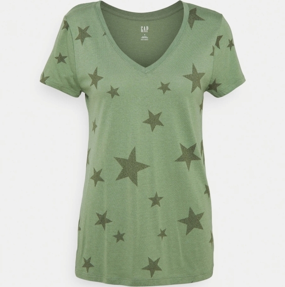 Gap favorite t-shirt Star Print Olive green S - Picture 2 of 9
